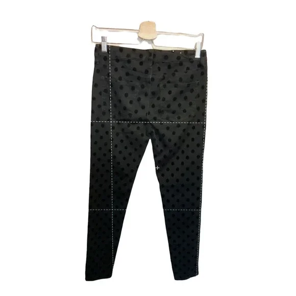 Joe Fresh Jeans Black on Black Velvet Polka Dot Low Rise Stretch Zipper Everyday - Picture 2 of 11